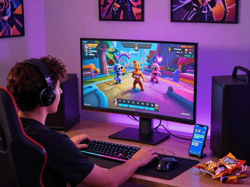 Engaged player exploring game porn in a vibrant virtual gaming environment with immersive graphics.