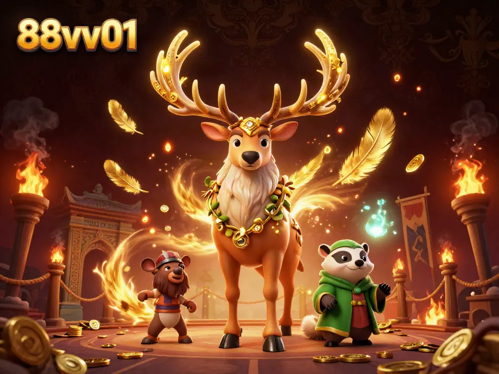 Experience exhilarating gameplay at 88vv01 with a dynamic casino scene featuring Celtic characters and vibrant gambling elements.