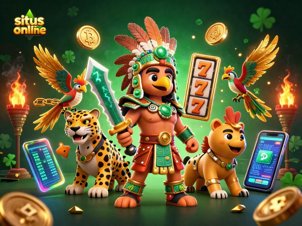 Play exciting games at situs slot online with vibrant Aztec warriors and rich jackpot visuals.