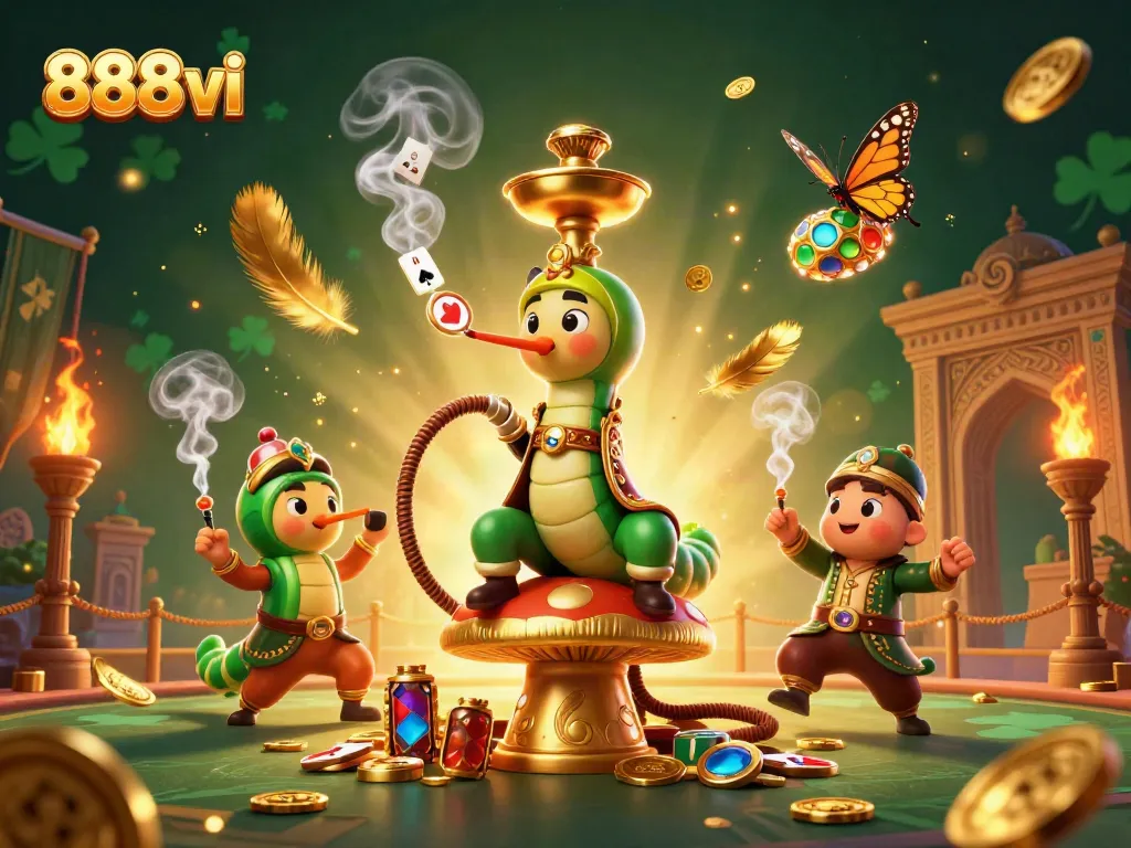 Engage in exciting gameplay at 888vi with a vibrant portrayal of a fantasy casino scene featuring poker symbols.