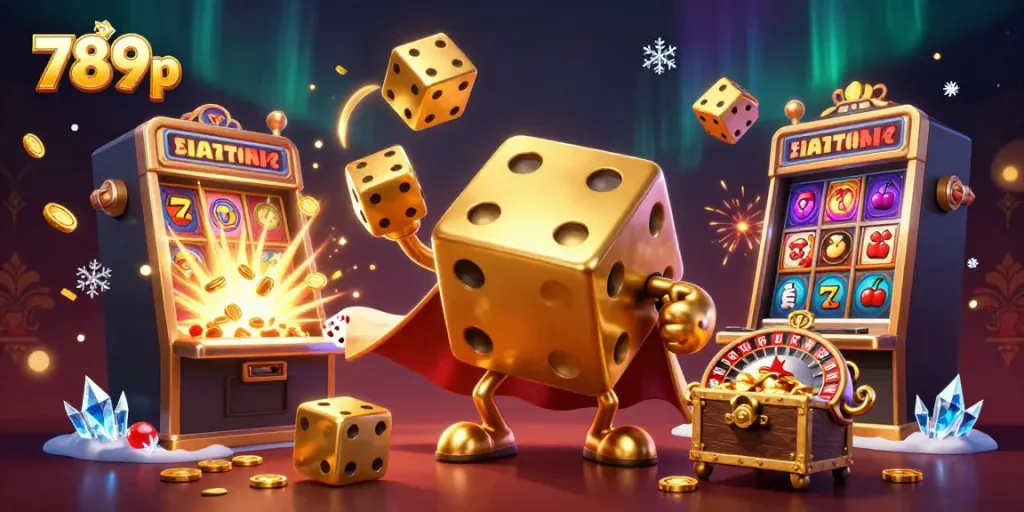 Experience the excitement of winning at 789p, capturing golden dice juggling and jackpot frenzy.