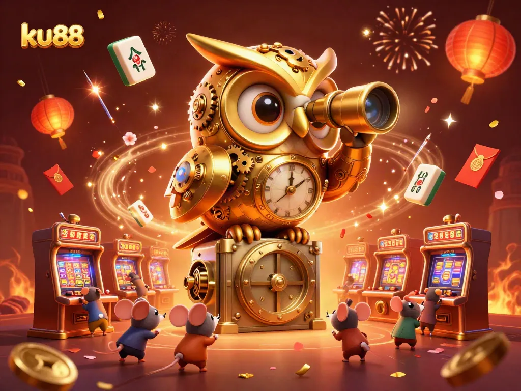 Engage with ku88’s thrilling casino experience featuring a golden owl and animated games.
