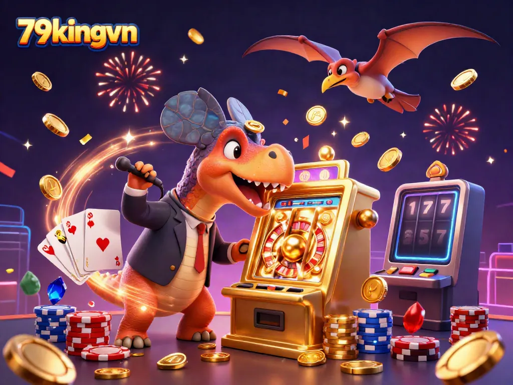 Engage in thrilling gameplay at 79kingvn with cascading coins and vibrant casino action.