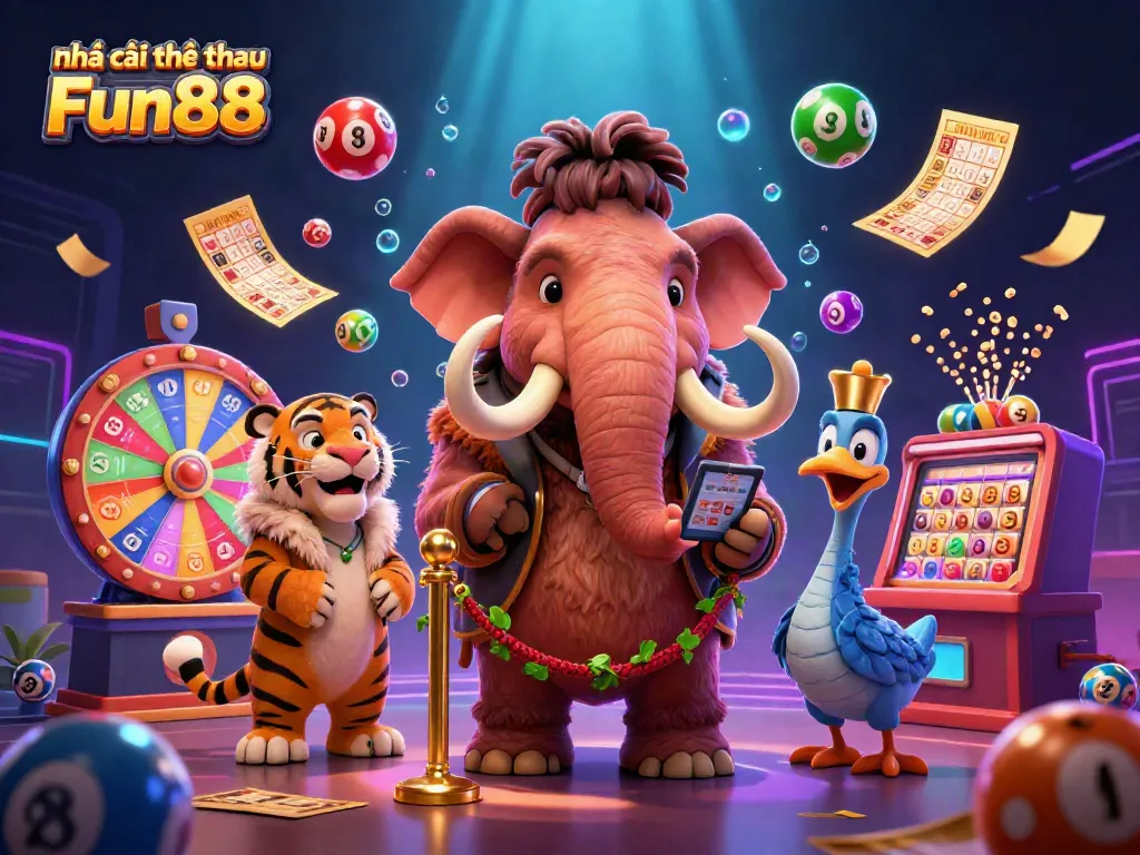 Engage with Nhà cái thể thao Fun88 in an exciting casino scene featuring vibrant lottery elements.