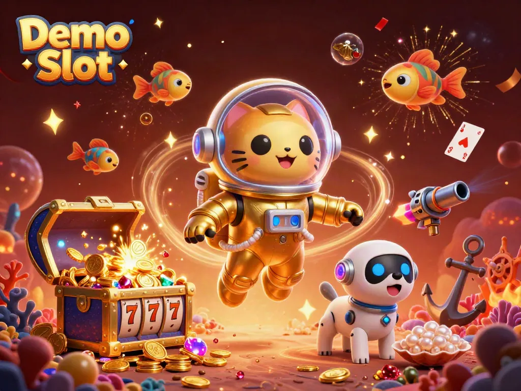 Experience thrilling gameplay with Demo Slot featuring vibrant slot reels and playful characters.