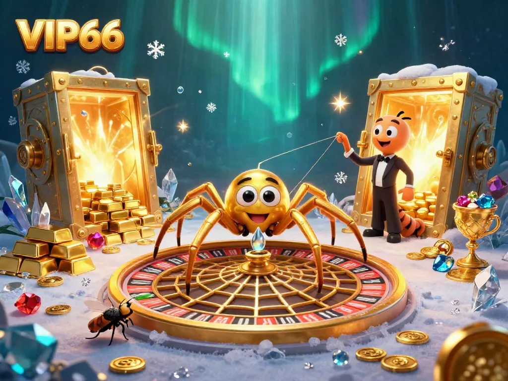 Experience the excitement of VIP66 with a lavish scene full of gold, riches, and playful characters.