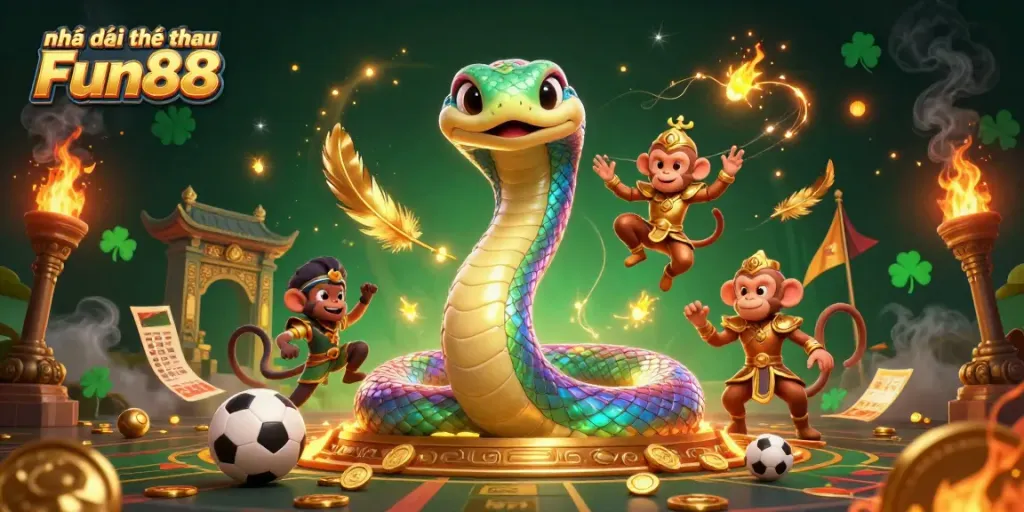 Engage with Nhà cái thể thao Fun88's exciting sports betting experience featuring vibrant characters.